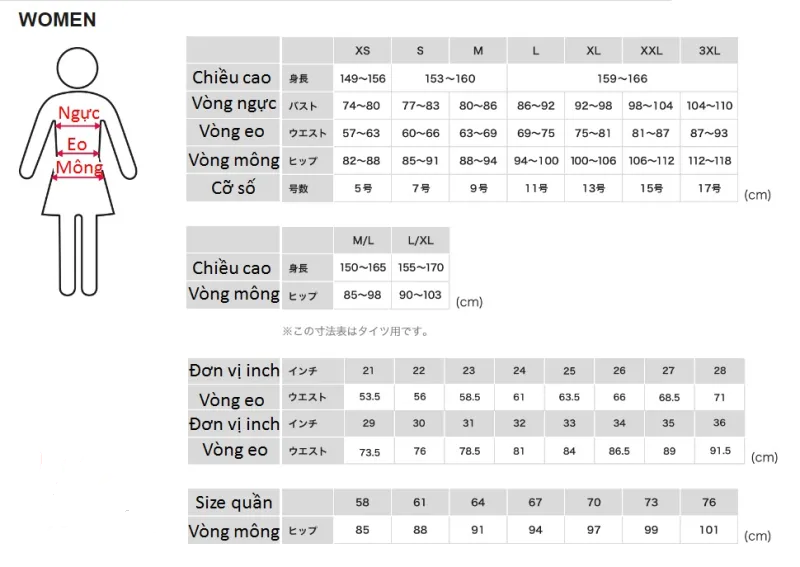 Bảng size quần áo Uniqlo Nhật Bản hướng dẫn cách tính chuẩn xác nhất